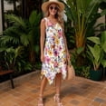 thumbnail image 2 of Yuyamidu His and Hers Matching Outfits Hawaiian Dresses for Women Luau Party Mens Floral Button Down Shirt Asymmetrical Dress Matching Cruise Outfits for Couples White, 2 of 7