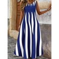 thumbnail image 3 of Plus Size Womens Blue And White Geometric Stripe Sleeveless Maxi Dress With Side Pockets, 3 of 6