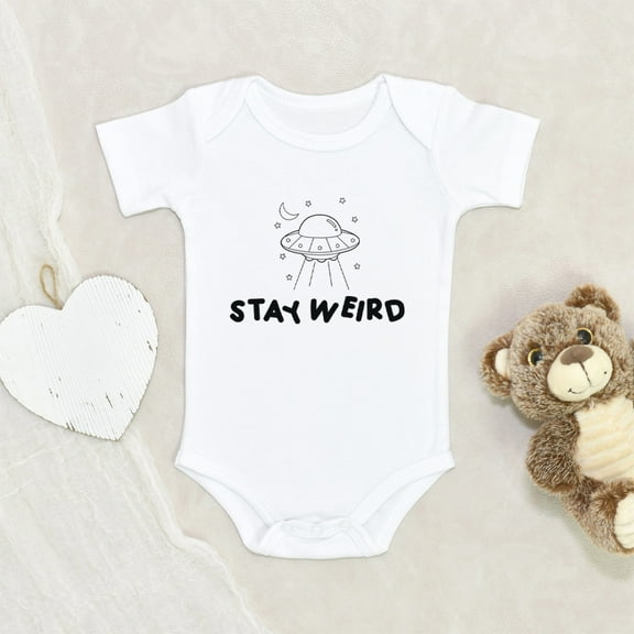 Newbabywishes - Stays Weird Pun Baby Clothes for Boys and Girls - Cute Spaceship Baby Clothing