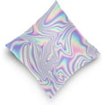 thumbnail image 5 of Holographic Printing Velvet Plush Throw Pillow Cushion Case Cover - 18" x 18" - Invisible Zipper Home Decor Floral for Couch Sofa No Pillow Insert, 5 of 5