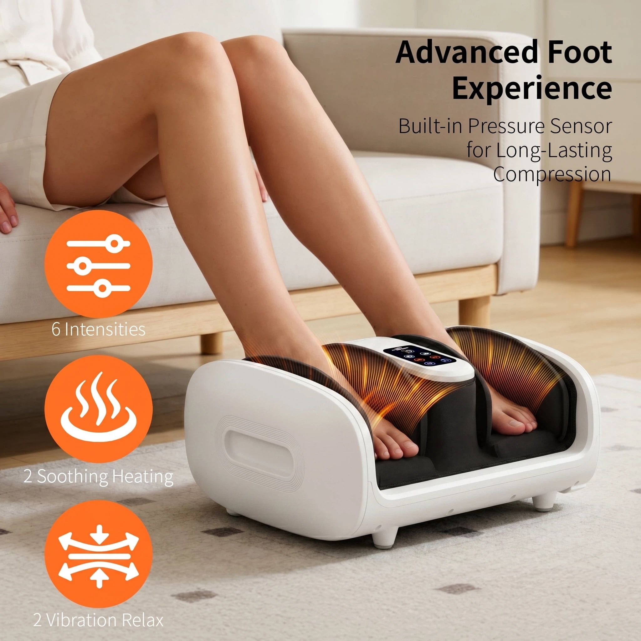 Foot Massager with Heat, Shiatsu Foot Massager Machine with Compression, Deep Kneading Calf for Feet and Ankle, Men, Women, Home and Office