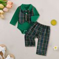 thumbnail image 2 of mgoYE Baby Boy Clothes Set Infant Bow Tie Button Down Shirt Bodysuit Top Pants 2Pcs Fall Winter Outfit, 2 of 4