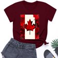 thumbnail image 6 of Canadian Maple Leaf Women's Casual Graphic Tees Short Sleeve Script Funny Canada Day T-Shirt Flag Themed Shirts Wine, M, 6 of 6