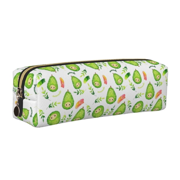 Disketp Kawaii Avocado Estuche de Lápices de Cuero con Cierre, Estuche Compacto para Papelería, Bolígrafos y Accesorios Pequeños