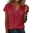 thumbnail image 2 of Mifsaly Linen Shirts for Women Short Sleeve Button Down Shirt Lightweight Breathable Dressy Casual Work Blouses Travel Vacation Summer Outfits S, 2 of 6