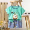 thumbnail image 2 of mgoYE Preemie Baby Girl Clothes Girl Summer Short Set Cotton Outfits Short Sleeveless Tee T Shirt Tank Top Shorts Pant 2PC Set|Mint Green 9-18 Months, 2 of 4