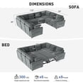 thumbnail image 6 of BedLuxury 110" Sectional Sleeper Sofa with Pull Out Bed, Storage Seat & USB Charging, U Shaped Modern Couch for Living Room, Corduroy Gray, 6 of 10