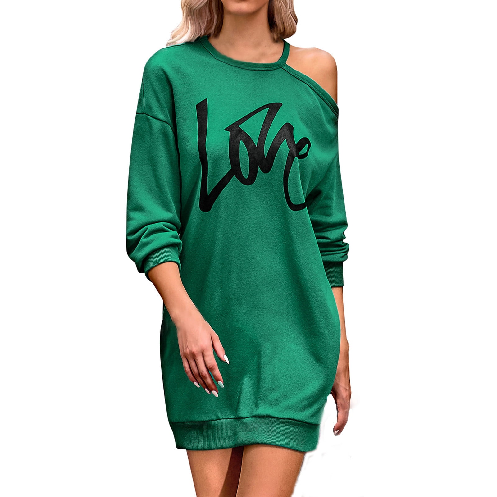 Shoulder Dress Off The Shoulder Love Sweatshirt PLUS FALL IN LOVE