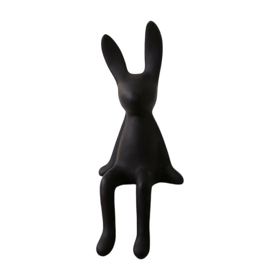 Ceramic Rabbit Figurine,Home Decorative Displays,Easter Decorations,Rabbit Sculpture,Easter Bunny Decor,Perfect Easter Or Birthday Gift,Easter Tabletop Ornament,Tabletop Bunny Statue,Black,11.8"x4.7"
