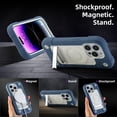 thumbnail image 4 of ELEHOLD Rugged Hybrid Case for iPhone 14 Pro 6.1 inch Three-Layer Protection Hidden Kickstand Compatible with MagSafe Magnetic Shockproof Case,Darkblue, 4 of 5