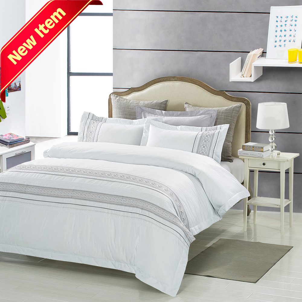 Burlington 100 Cotton Geometric Embroidered Duvet Cover Set Burlington