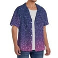 thumbnail image 2 of Rateoe Violet Glitter Pattern Men's Short Sleeve Classic Shirt, Casual Short-Sleeved Shirt, Lightweight Summer Shirt, Cuban Collar Shirt,Button-Front Shirt-X-Large, 2 of 5