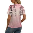thumbnail image 2 of NAMTYQX Women's T-Shirts V Neck Lightweight Plus Size Casual Fashion Boxy Fit Button Down Open Front Short Sleeve Soft Pink Size 2XL, 2 of 5