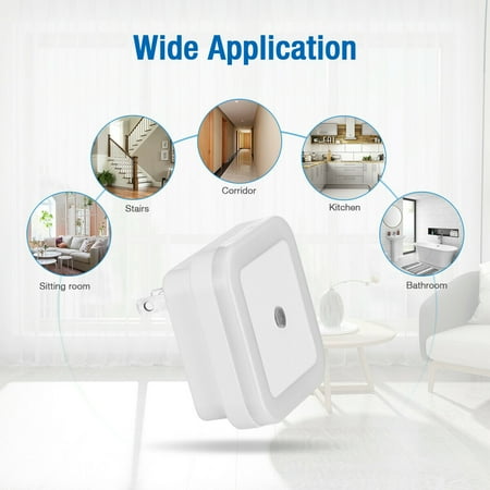 

Smart Intelligent Plug-in Plug-in LED Night Light Lamp Dusk to Dawn Sensor Hallway Kitchen Bathroom Energy-saving White