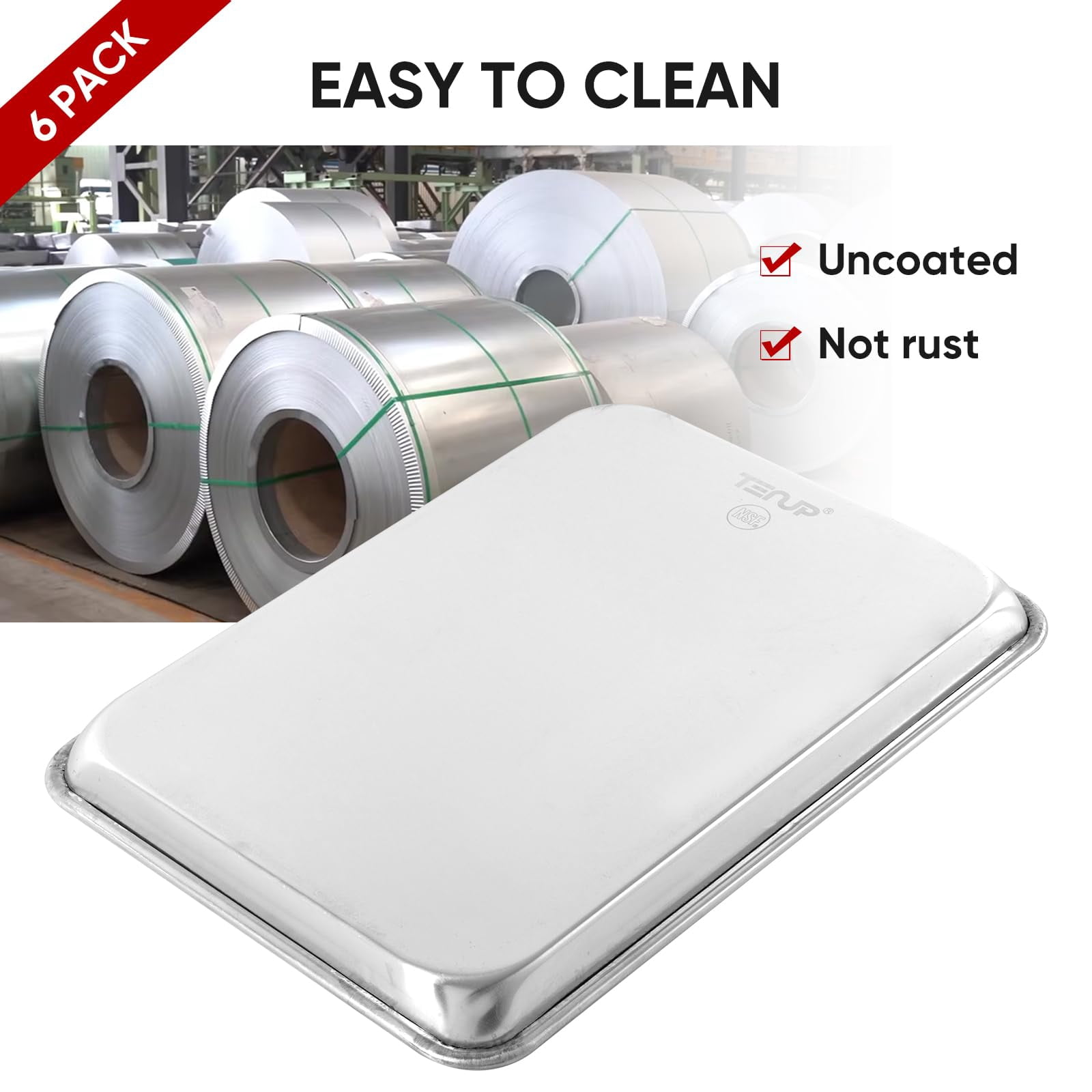 Aluminum Baking Sheet Pan 6 Quarter Size 13" × 9" Commercial Home Use