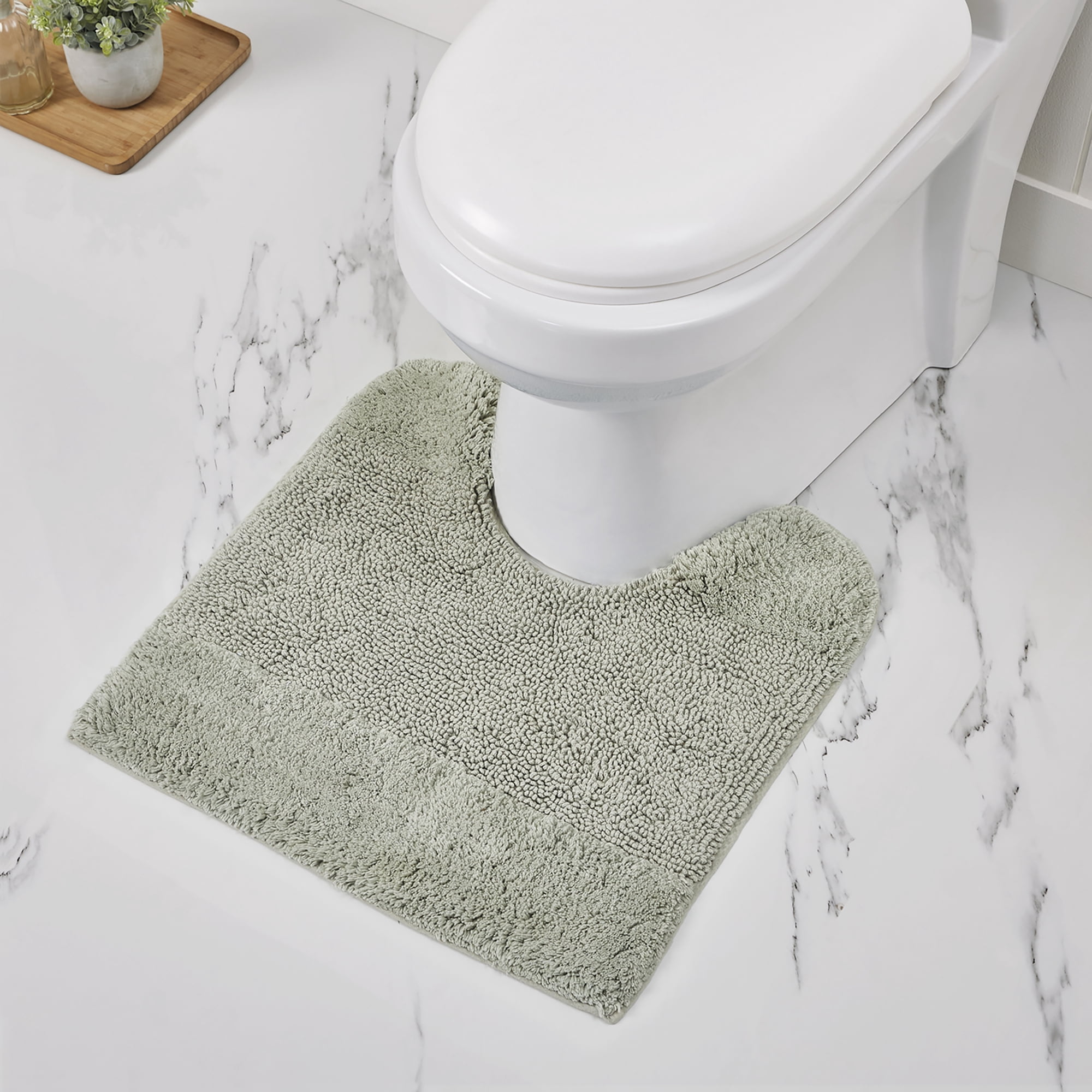 Better Trends 5 Piece Bathroom Rug Set, 100% Cotton, Extra Soft Tufted Bath Mat, Water Absorbent & Non Slip Bath Rug, (Dark Sage) Granada Collection