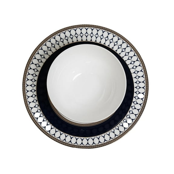 Ozarke Vertex Woode Blue Plates Set, Fine Bone China (set of 12)