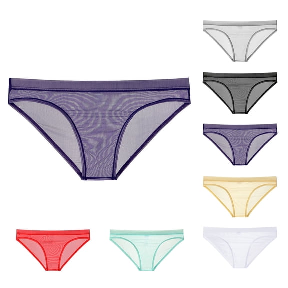 HVOBTTY Mens Fashion Classic Briefs, Everyday Comfortable Briefs for Men, Men's Casual Solid Color Thin Mesh Tight Fitting Breathable Seamless Briefs Purple, M