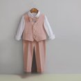 thumbnail image 4 of TIREOW Boys Formal Suit 4 Piece Set Long Sleeve White Shirt Waistcoat Pants and Bow Tie Set Kids Classic Wedding Tuxedo Outfit, 4 of 5