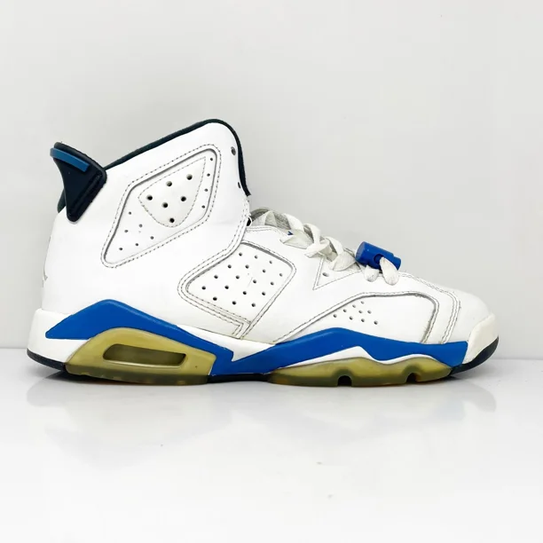 Ni - ke Ni - ke Boys Air Jordan 6 384665-107 White Basketball Shoes Sneakers Size 5.5Y