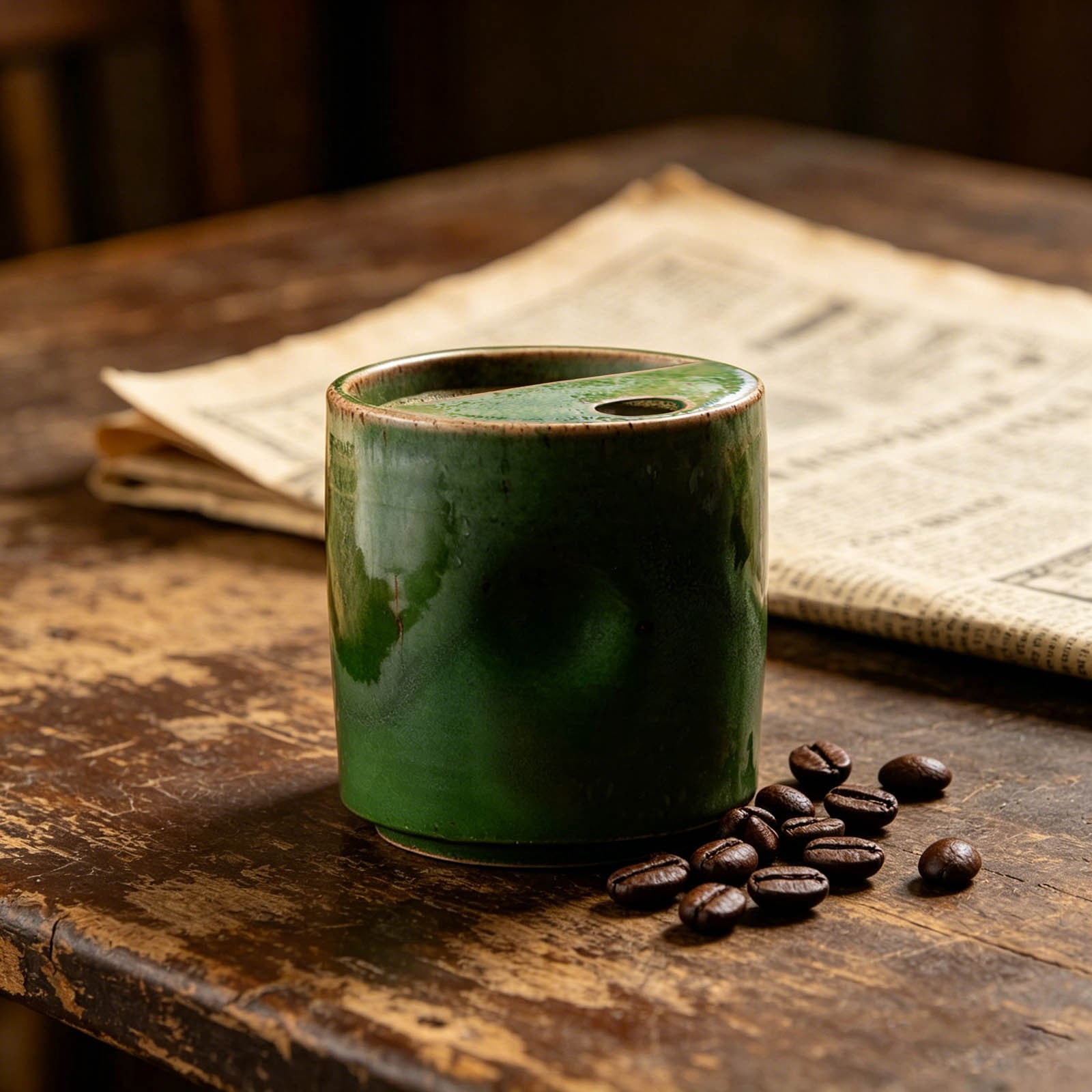 XINGXIANG-1pc Vintage Ceramic Coffee Mug with Matching Straw, Classic Retro Espresso Demitasse Cup, Insulated Porcelain Drinking Cup for Specialty Coffee Lovers Home Bar Use (Green)