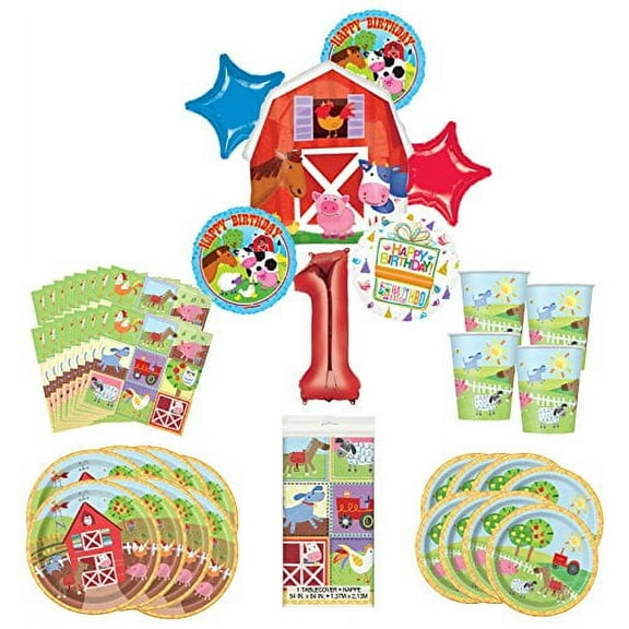 Barnyard Farm Party Supplies 8 Guests 1st Birthday Balloon Bouquet Decorations