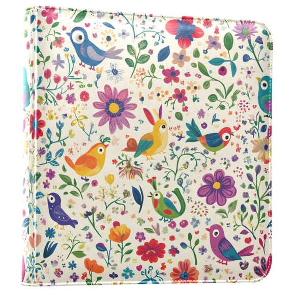 FORMRS 3 Ring Photo Album 4"x6" Self Adhesive Large Capacity PU Leather Cover, Purple Cartoon Animals