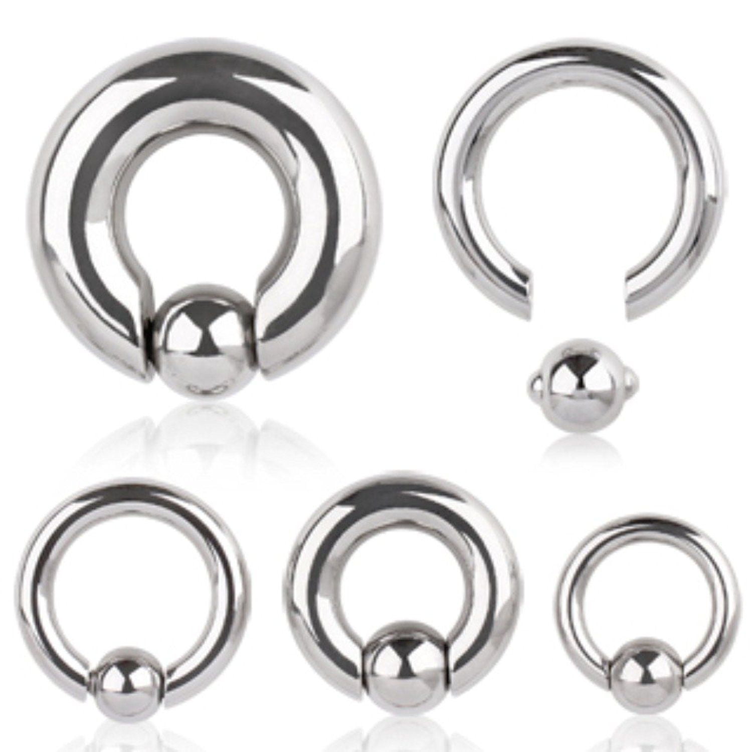 1 PAIR 316L Surgical Steel Captive Bead Ring Spring Loaded Pop In Bead 