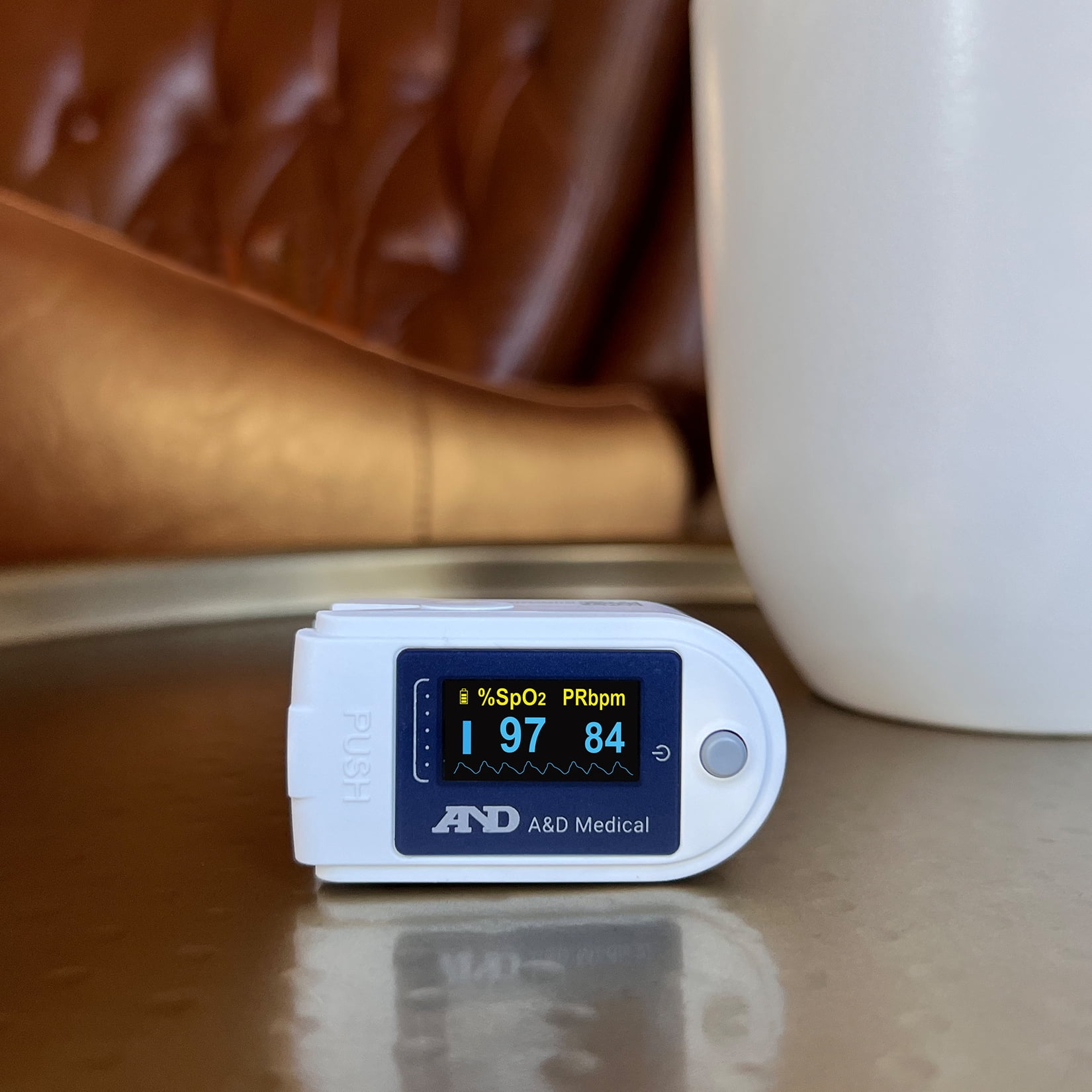 A&D Medical Fingertip Pulse Oximeter for Sports, UP-200BLE, SpO2 & Pulse Rate Tracker, Carrying Case, Lanyard, AAA Batteries