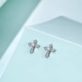 thumbnail image 3 of 925 Sterling Silver Cross Stud Earrings for Women, 3 of 11