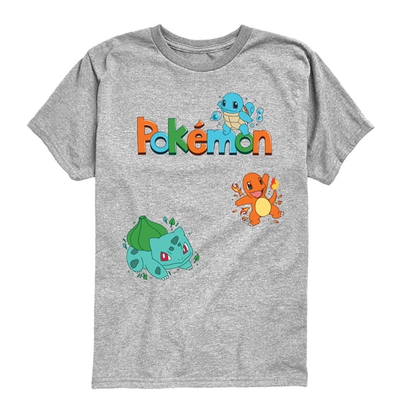 Pokémon - Gen 1 Bulbasaur, Charmander, Squirtle   White Or Cream Only - Youth Short Sleeve Graphic T-Shirt