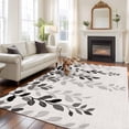 thumbnail image 2 of 5'x7' Area Rugs, Grey Ombre Botanical Indoor Outdoor Area Rug for Living Room Bedroom, Watercolor Gray Pastoral Leaf Rustic Washable Bathroom Rugs Kitchen Floor Carpet Mats Home Decor Aesthetic, 2 of 8