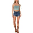 thumbnail image 2 of INSPIRE CHIC Women's Striped Tie Spaghetti Straps Summer Cami Tube Tops L Blue, 2 of 5