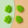 thumbnail image 2 of Monstera Leaf Food Grade Eco-Friendly Silicone Focal Beads Chewing Beads For Teethers DIY Nursing Necklaces Making Lawn Green 23x21x7mm Hole: 2mm, 2 of 5