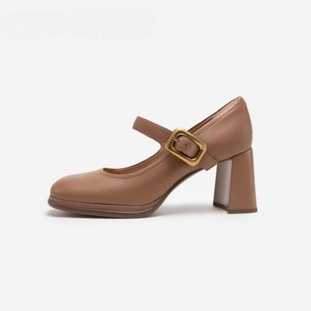 

Chunky heel single-layer shoes for women 2024 spring new British style women‘s high heels low-cut buckle Mary Jane shoes
