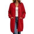 thumbnail image 7 of WIZUTIZ Women's Solid Color Button Front Jacket Mid-Length Long Sleeve Pockets Loose Fit Casual Winter Warm Coat Outerwear, 7 of 7