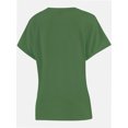 thumbnail image 3 of Women's V Neck T Shirts Casual Rolled Short Sleeve Side Split Summer Tops Loose Fit, 3 of 5
