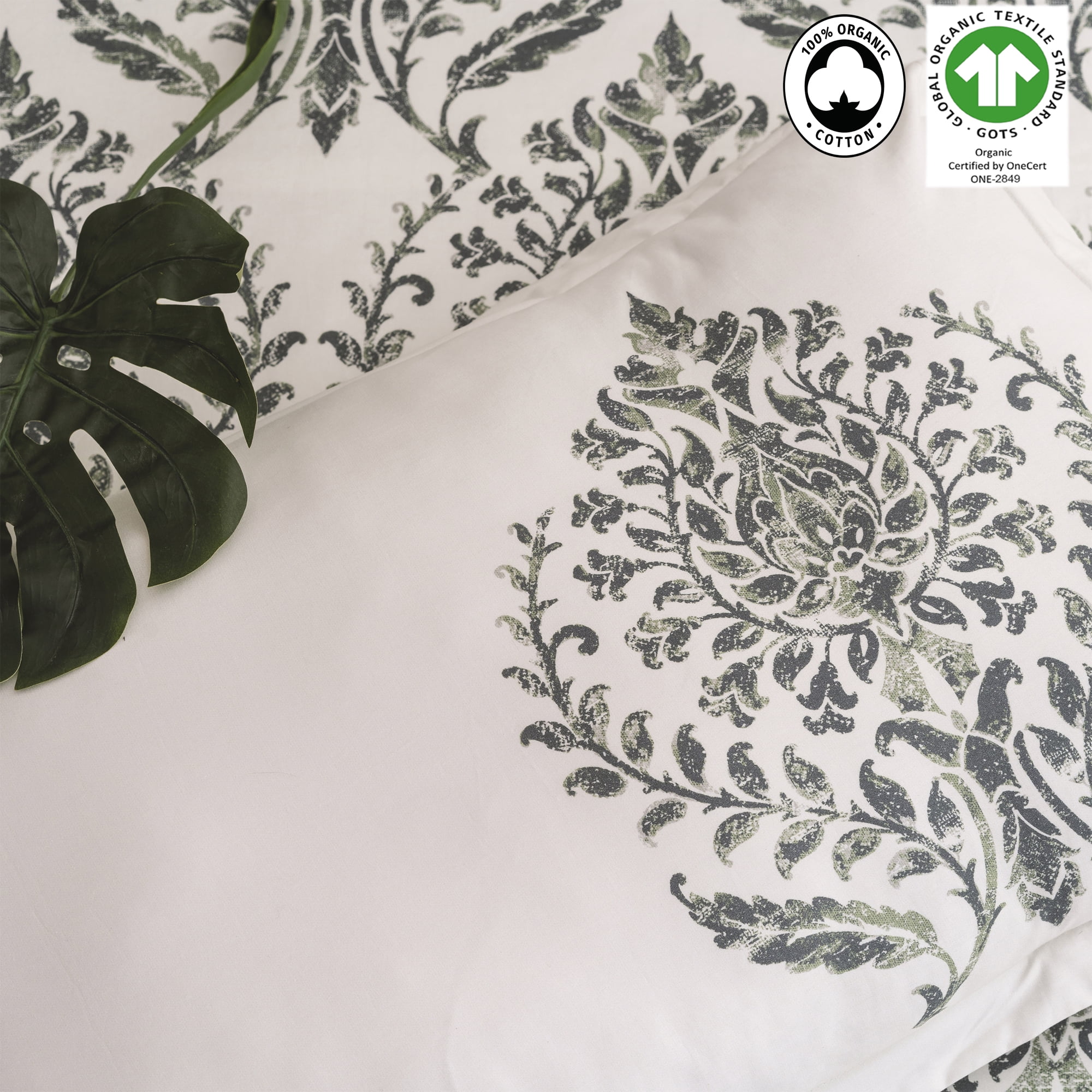 Trellis Wrinkle Resistant Reversible Print 100% Organic Cotton Sham Set of 2