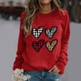 thumbnail image 4 of Baqcunre Crewneck Sweatshirts Valentine's Day Women's Sweatshirt Crew Neck Four Heart Print Long Sleeve Casual Sweat Tops (Red S-2XL), Womens Sweatshirt Womens Tops Valentine's Day Shirts for Women, 4 of 5