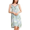 thumbnail image 2 of Aueoeo Floral Printed For Women Summer Thin Sleeveless Suspender Nightgown V-Neck Nightdress Soft Home Clothes, 2 of 9
