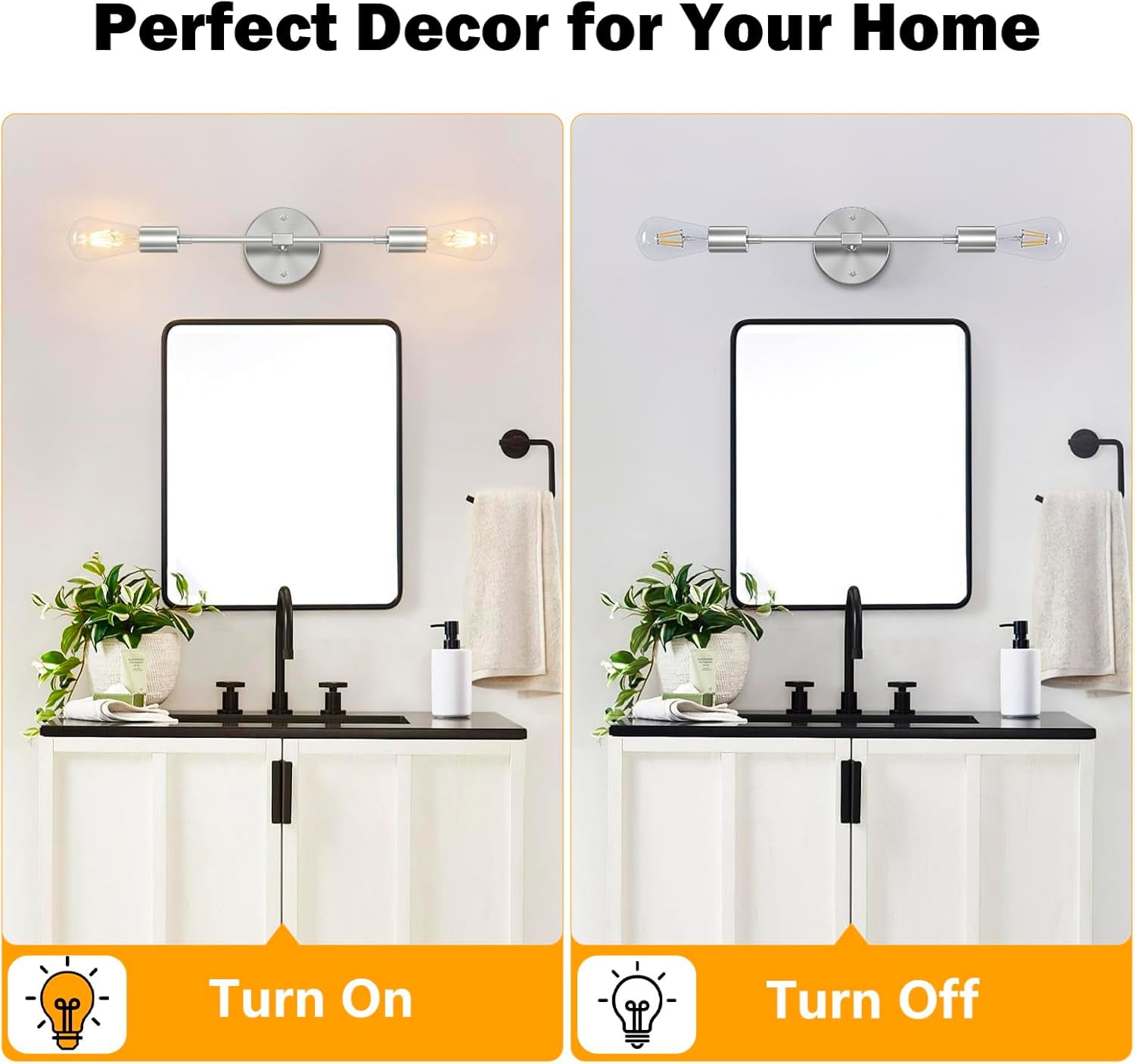 2-Light Brushed Nickel Bathroom Vanity Lights Bathroom Lighting Fixtures over Mirror for Bedroom Living Room Kitchen