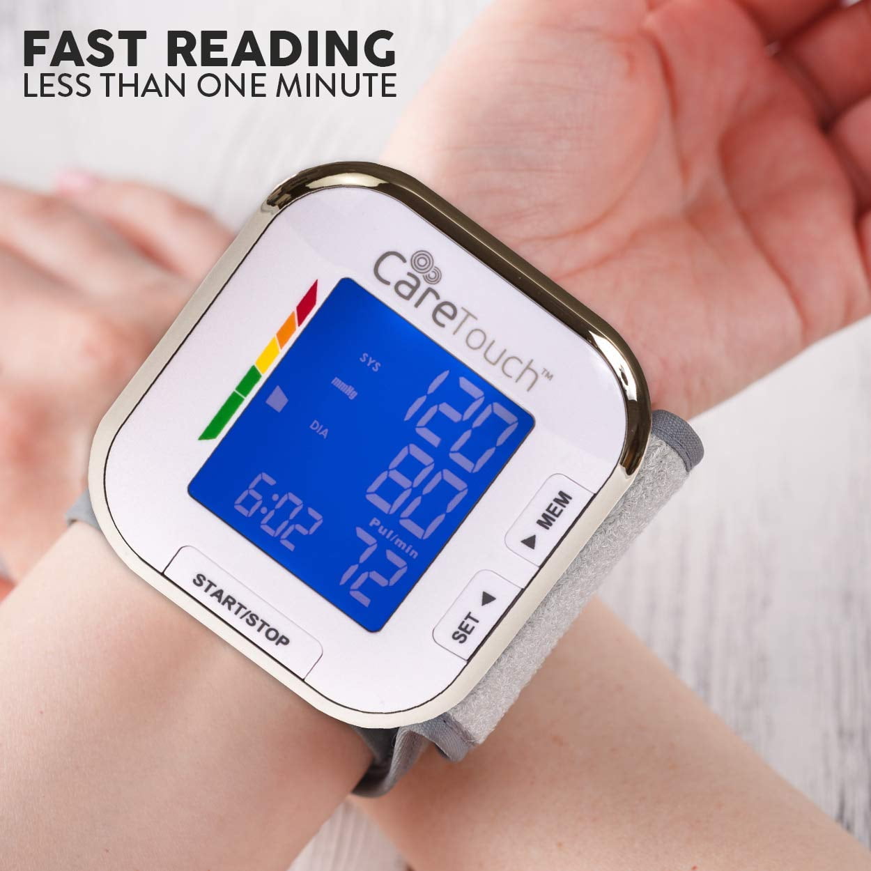 Care Touch Digital Wrist Blood Pressure Monitor with Batteries and ...