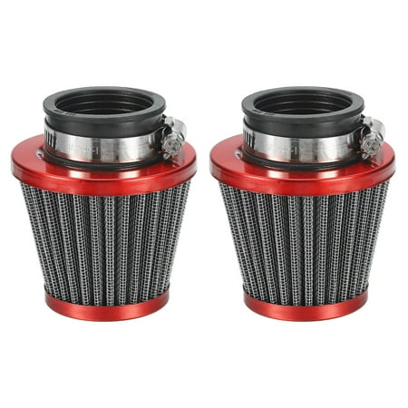Uxcell 38mm Motorcycle Air Filter, Metal Mini Bike Air Cleaner Parts, Red 2 Pcs