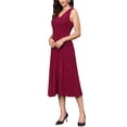 thumbnail image 4 of INSPIRE CHIC Business Office Dresses for Women's 2025 Mock Neck Sleeveless A Line Work Midi Dress L Deep Red, 4 of 6