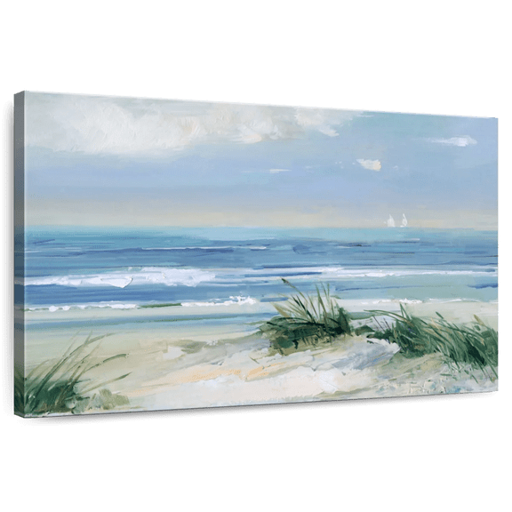 Elephant Stock Coastal Breezes Wall Art - Horizontal Canvas Wall Art - Living Room Wall Decor - Beach Canvas - Gray And Blue Decor By Sally Swatland - 12" x 8"