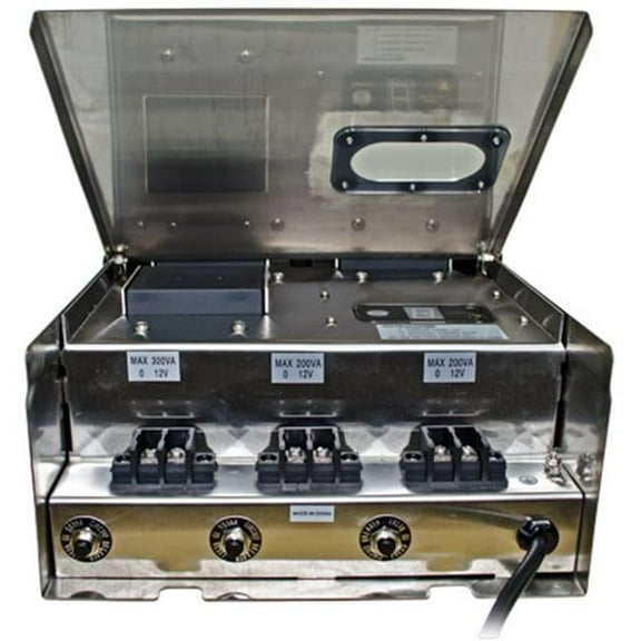 Dabmar Lighting LVT700-SS Magnetic 700 Watt Low Voltage Transformer with Digital Timer and Photocell- Stainless Steel