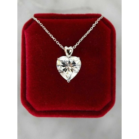 2Ct Heart Cut Lab Created Diamond Pendant Necklace 14k White Gold Plated