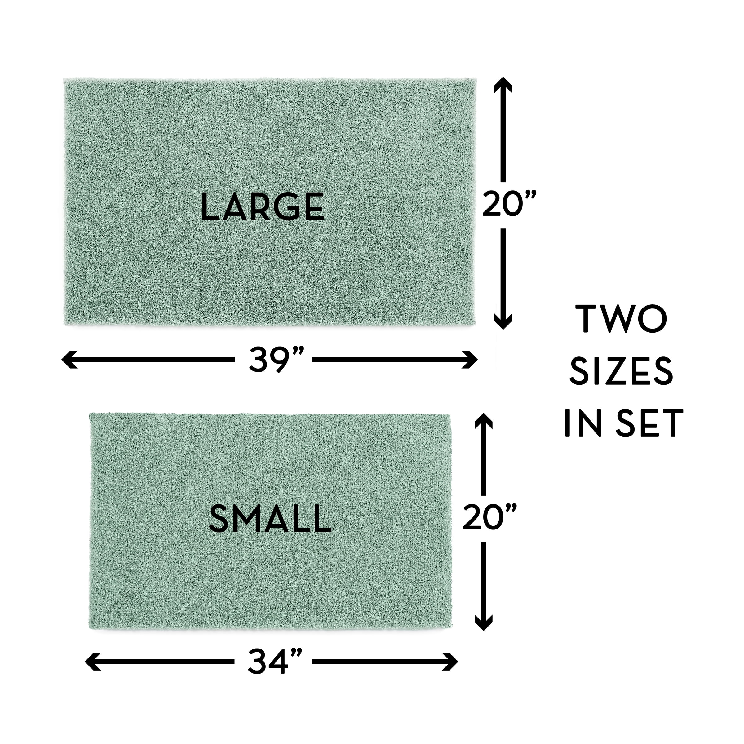 Better Homes & Gardens Ultra Soft Polyester 2 Piece Bath Rug Set , 20" x 34" and 23" x 39", Green River