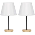 thumbnail image 6 of Haitral Black Bedside Lamp with Wood Base Fabric Shade Set of 2, 6 of 7