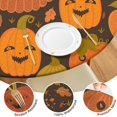 thumbnail image 4 of Halloween Themed Round Stretch Tablecloth with Elastic Hem for 52 Inch Table - Pumpkin Design Washable Fabric for Party Dining, 4 of 6